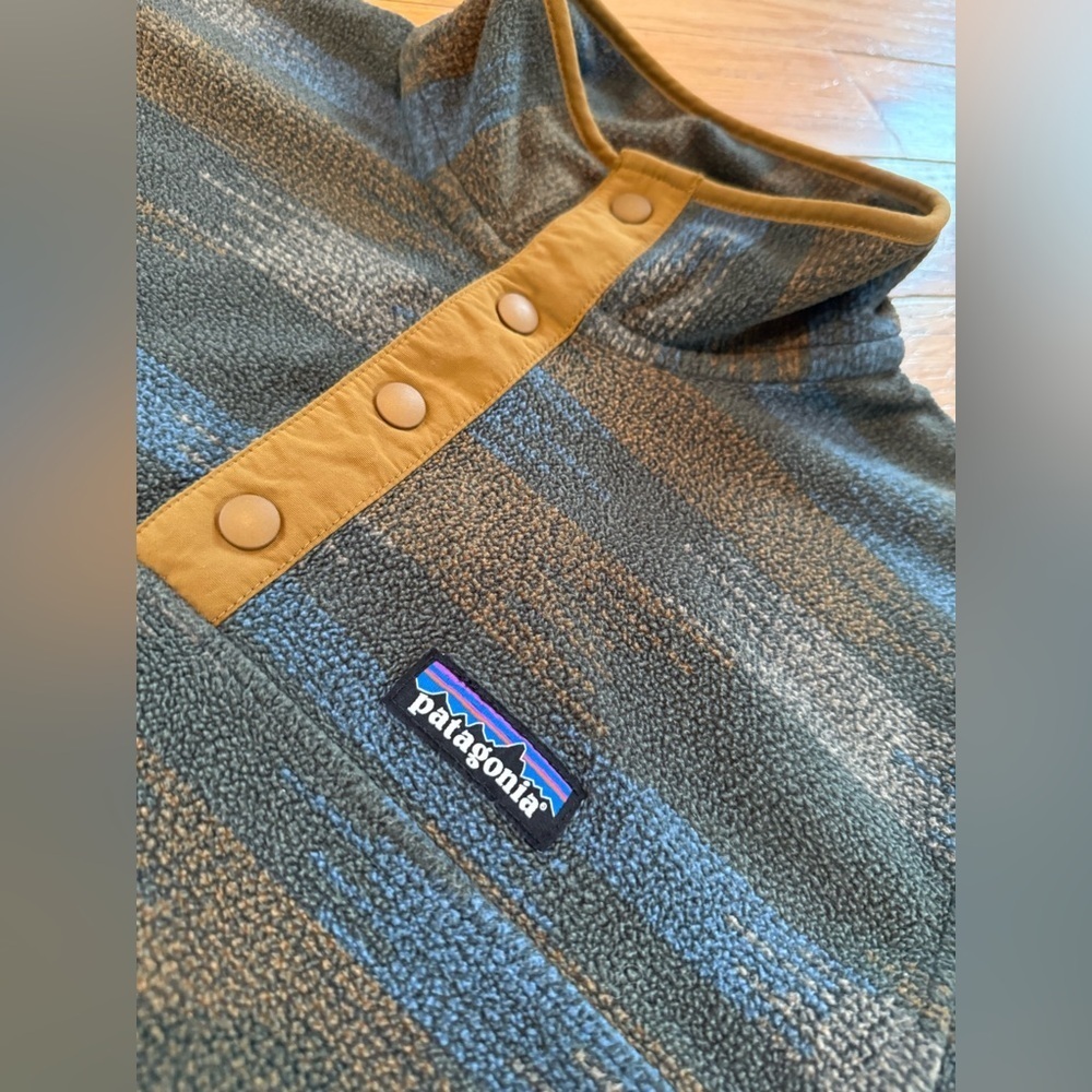 Patagonia Micro D T Snap Fleece Pullover Native Seeds Industrial Green Mens Sz S - Picture 3 of 13
